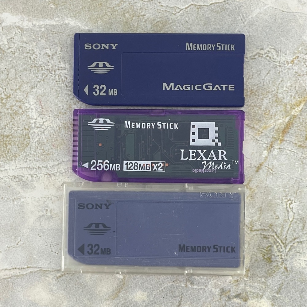 Sony Lexar Memory Stick SD 32MB 256MB MagicGate Vintage Digital Storage Purple